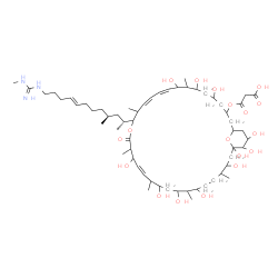 ChemSpider 2D Image | 3-Oxo-3-({(12Z,20Z)-5,7,9,19,23,25,27,31,33,34,35-undecahydroxy-8,14,18,22,26,30-hexamethyl-15-[(2R,4S,8E)-4-methyl-12-(N'-methylcarbamimidamido)-8-dodecen-2-yl]-17-oxo-16,37-dioxabicyclo[31.3.1]hepta
triaconta-10,12,20-trien-3-yl}oxy)propanoic acid | C59H103N3O18