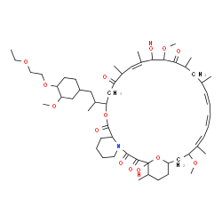 ChemSpider 2D Image | (16Z,24Z,26Z,28Z)-12-{1-[4-(2-Ethoxyethoxy)-3-methoxycyclohexyl]-2-propanyl}-1,18-dihydroxy-19,30-dimethoxy-15,17,21,23,29,35-hexamethyl-11,36-dioxa-4-azatricyclo[30.3.1.0~4,9~]hexatriaconta-16,24,26,
28-tetraene-2,3,10,14,20-pentone | C55H87NO14
