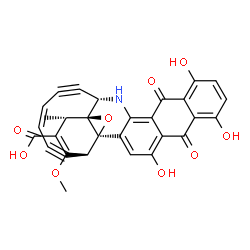 ChemSpider 2D Image | (2R,4S,5S,8R,11Z,15S)-21,24,28-Trihydroxy-7-methoxy-5-methyl-19,26-dioxo-3-oxa-16-azaheptacyclo[15.12.0.0~2,4~.0~2,8~.0~4,15~.0~18,27~.0~20,25~]nonacosa-1(29),6,11,17,20,22,24,27-octaene-9,13-diyne-6-
carboxylic acid | C30H19NO9