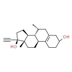 ChemSpider 2D Image | (7alpha,17alpha)-7-Methyl-19-norpregn-5(10)-en-20-yne-3,17-diol | C21H30O2