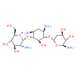ChemSpider 2D Image | (2R,3S,4R,5R,6S)-5-Amino-6-{[(1R,2R,3S,4R,6S)-4,6-diamino-3-{[(2S,4R,5S,6S)-6-amino-4,5-dihydroxytetrahydro-2H-pyran-2-yl]oxy}-2-hydroxycyclohexyl]oxy}-2-(hydroxymethyl)tetrahydro-2H-pyran-3,4-diol (n
on-preferred name) | C17H34N4O10