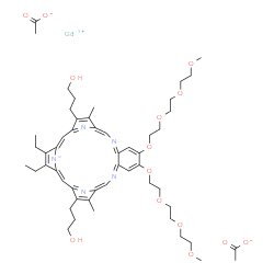 ChemSpider 2D Image | Gadolinium acetate (2Z,6Z,11Z,13Z,19Z,21Z)-4,5-diethyl-9,24-bis(3-hydroxypropyl)-16,17-bis{2-[2-(2-methoxyethoxy)ethoxy]ethoxy}-10,23-dimethyl-13,20,25,26,27-pentaazapentacyclo[20.2.1.1~3,6~.1~8,11~.0
~14,19~]heptacosa-1(25),2,4,6,8(26),9,11,13,15,17,19,21,23-tridecaen-27-ide (1:2:1) | C52H72GdN5O14