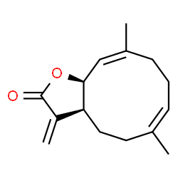 ChemSpider 2D Image | (3aS,6Z,10Z,11aS)-6,10-Dimethyl-3-methylene-3a,4,5,8,9,11a-hexahydrocyclodeca[b]furan-2(3H)-one | C15H20O2