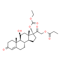 ChemSpider 2D Image | (11beta)-17-[(Ethoxycarbonyl)oxy]-11-hydroxy-3,20-dioxopregn-4-en-21-yl propionate | C27H38O8