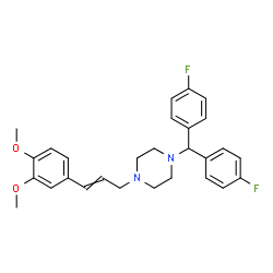 ChemSpider 2D Image | 1-[Bis(4-fluorophenyl)methyl]-4-(3,4-dimethoxycinnamyl)piperazine | C28H30F2N2O2