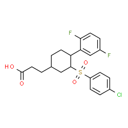 ChemSpider 2D Image | 3-{3-[(4-Chlorophenyl)sulfonyl]-4-(2,5-difluorophenyl)cyclohexyl}propanoic acid | C21H21ClF2O4S