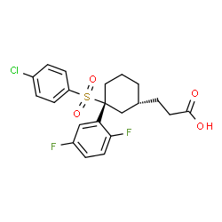 ChemSpider 2D Image | 3-[(1R,3R)-3-[(4-Chlorophenyl)sulfonyl]-3-(2,5-difluorophenyl)cyclohexyl]propanoic acid | C21H21ClF2O4S