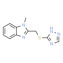 ChemSpider 2D Image | 1H-Benzimidazole, 1-methyl-2-[(4H-1,2,4-triazol-3-ylthio)methyl]- | C11H11N5S