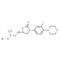 ChemSpider 2D Image | (1Z)-N-({(5S)-3-[3-Fluoro-4-(4-morpholinyl)phenyl]-2-oxo-1,3-oxazolidin-5-yl}methyl)(~13~C_2_)ethanimidic acid | C1413C2H20FN3O4
