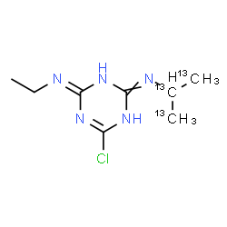 ChemSpider 2D Image | (4Z)-6-Chloro-N~4~-ethyl-N~2~-[(~13~C_3_)-2-propanyl]-1,3,5-triazine-2,4(1H,3H)-diimine | C513C3H14ClN5