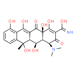 ChemSpider 2D Image | (4S,4aR,5S,5aR,6S,12aR)-4-(Dimethylamino)-1,5,6,10,11,12a-hexahydroxy-6-methyl-3,12-dioxo-3,4,4a,5,5a,6,12,12a-octahydro-2-tetracenecarboximidic acid | C22H24N2O9