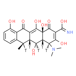 ChemSpider 2D Image | (4S,4aS,5R,5aR,6R,12aS)-4-(Dimethylamino)-3,5,10,12,12a-pentahydroxy-6-methyl-1,11-dioxo(4,4a,5,5a,6-~3~H_5_)-1,4,4a,5,5a,6,11,12a-octahydro-2-tetracenecarboximidic acid | C22H19T5N2O8