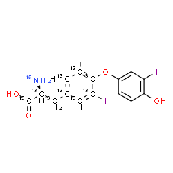 ChemSpider 2D Image | O-(4-Hydroxy-3-iodophenyl)-3,5-diiodo-L-(~13~C_9_,~15~N)tyrosine | C613C9H12I315NO4