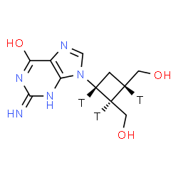 ChemSpider 2D Image | 9-[(1S,2S,3S)-2,3-Bis(hydroxymethyl)(1,2,3-~3~H_3_)cyclobutyl]-2-imino-3,9-dihydro-2H-purin-6-ol | C11H12T3N5O3