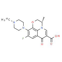 ChemSpider 2D Image | (3S)-9-Fluoro-3-methyl-10-[4-(~13~C)methyl-1-piperazinyl]-7-oxo-2,3-dihydro-7H-[1,4]oxazino[2,3,4-ij]quinoline-6-carboxylic acid | C1713CH20FN3O4