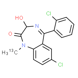 ChemSpider 2D Image | 7-Chloro-5-(2-chlorophenyl)-3-hydroxy-1-(~13~C)methyl-1,3-dihydro-2H-1,4-benzodiazepin-2-one | C1513CH12Cl2N2O2