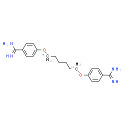 ChemSpider 2D Image | 4,4'-[(1,6-~14~C_2_)-1,6-Hexanediylbis(oxy)]dibenzenecarboximidamide | C1814C2H26N4O2