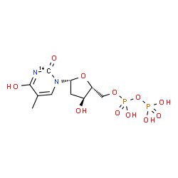 ChemSpider 2D Image | 1-{2-Deoxy-5-O-[hydroxy(phosphonooxy)phosphoryl]-beta-D-erythro-pentofuranosyl}-4-hydroxy-5-methyl-2(1H)-(2-~14~C)pyrimidinone | C914CH16N2O11P2