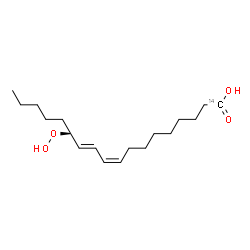 ChemSpider 2D Image | (9Z,11E,13S)-13-Hydroperoxy(1-~14~C)-9,11-octadecadienoic acid | C1714CH32O4