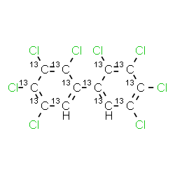 ChemSpider 2D Image | 2,2',3,3',4,4',5,5'-Octachloro(~13~C_12_)biphenyl | 13C12H2Cl8