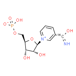 ChemSpider 2D Image | 3-[Hydroxy(imino)(~14~C)methyl]-1-[5-O-(hydroxyphosphinato)-beta-D-ribofuranosyl]pyridinium | C1014CH15N2O8P
