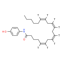 ChemSpider 2D Image | (5Z,8Z,11Z,14Z)-N-(4-Hydroxyphenyl)(5,6,8,9,11,12,14,15-~3~H_8_)-5,8,11,14-icosatetraenamide | C26H29T8NO2