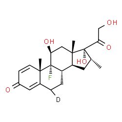 ChemSpider 2D Image | (11beta,16alpha)-9-Fluoro-11,17,21-trihydroxy-16-methyl(6-~2~H_1_)pregna-1,4-diene-3,20-dione | C22H28DFO5