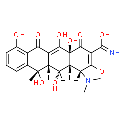 ChemSpider 2D Image | (4R,4aS,5S,5aR,6R,12aS)-4-(Dimethylamino)-3,5,6,10,12,12a-hexahydroxy-6-methyl-1,11-dioxo(4,4a,5,5a-~3~H_4_)-1,4,4a,5,5a,6,11,12a-octahydro-2-tetracenecarboximidic acid | C22H20T4N2O9