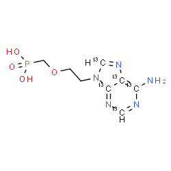 ChemSpider 2D Image | ({2-[6-Amino(~13~C_5_)-9H-purin-9-yl]ethoxy}methyl)phosphonic acid | C313C5H12N5O4P