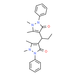 ChemSpider 2D Image | 4,4'-propane-1,1-diylbis(1,5-dimethyl-2-phenyl-1,2-dihydro-3H-pyrazol-3-one) | C25H28N4O2