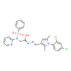 ChemSpider 2D Image | N-{(E)-[1-(2,4-Dichlorophenyl)-2,5-dimethyl-1H-pyrrol-3-yl]methylene}-2-[(phenylsulfonyl)(2-pyridinyl)amino]ethanehydrazonic acid | C26H23Cl2N5O3S