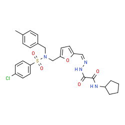 ChemSpider 2D Image | 2-[(2Z)-2-{[5-({[(4-Chlorophenyl)sulfonyl](4-methylbenzyl)amino}methyl)-2-furyl]methylene}hydrazino]-N-cyclopentyl-2-oxoacetamide | C27H29ClN4O5S