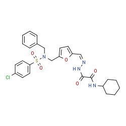 ChemSpider 2D Image | 2-[(2Z)-2-{[5-({Benzyl[(4-chlorophenyl)sulfonyl]amino}methyl)-2-furyl]methylene}hydrazino]-N-cyclohexyl-2-oxoacetamide | C27H29ClN4O5S