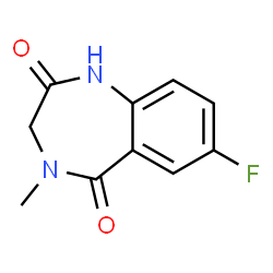 ChemSpider 2D Image | 7-Fluoro-4-methyl-3,4-dihydro-1H-1,4-benzodiazepine-2,5-dione | C10H9FN2O2