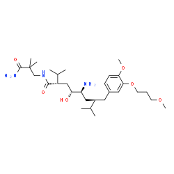 ChemSpider 2D Image | (2S,4R,5S,7R)-5-Amino-N-(3-amino-2,2-dimethyl-3-oxopropyl)-4-hydroxy-2-isopropyl-7-[4-methoxy-3-(3-methoxypropoxy)benzyl]-8-methylnonanamide | C30H53N3O6
