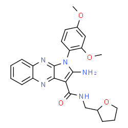 ChemSpider 2D Image | 2-Amino-1-(2,4-dimethoxyphenyl)-N-(tetrahydro-2-furanylmethyl)-1H-pyrrolo[2,3-b]quinoxaline-3-carboxamide | C24H25N5O4