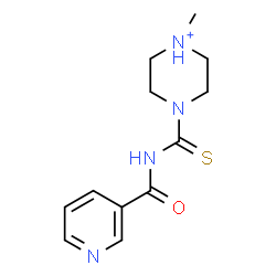 ChemSpider 2D Image | 1-Methyl-4-[(3-pyridinylcarbonyl)carbamothioyl]piperazin-1-ium | C12H17N4OS