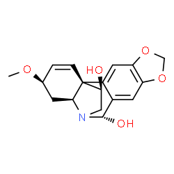 ChemSpider 2D Image | (3alpha,6beta,11R,13beta,19alpha)-3-Methoxy-1,2-didehydrocrinan-6,11-diol | C17H19NO5