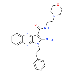 ChemSpider 2D Image | 2-Amino-N-[2-(4-morpholinyl)ethyl]-1-(2-phenylethyl)-1H-pyrrolo[2,3-b]quinoxaline-3-carboxamide | C25H28N6O2