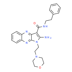 ChemSpider 2D Image | 2-Amino-1-[2-(4-morpholinyl)ethyl]-N-(2-phenylethyl)-1H-pyrrolo[2,3-b]quinoxaline-3-carboxamide | C25H28N6O2