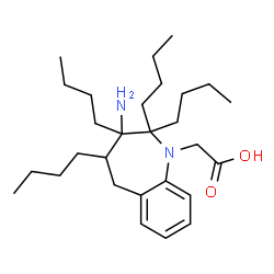 ChemSpider 2D Image | (3-Amino-2,2,3,4-tetrabutyl-2,3,4,5-tetrahydro-1H-1-benzazepin-1-yl)acetic acid | C28H48N2O2