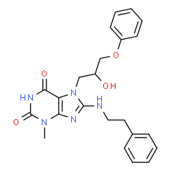 ChemSpider 2D Image | 7-(2-Hydroxy-3-phenoxypropyl)-3-methyl-8-[(2-phenylethyl)amino]-3,7-dihydro-1H-purine-2,6-dione | C23H25N5O4