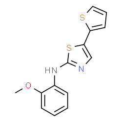 ChemSpider 2D Image | N-(2-Methoxyphenyl)-5-(2-thienyl)-1,3-thiazol-2-amine | C14H12N2OS2