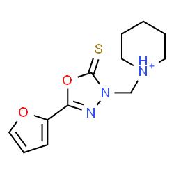 ChemSpider 2D Image | 1-{[5-(2-Furyl)-2-thioxo-1,3,4-oxadiazol-3(2H)-yl]methyl}piperidinium | C12H16N3O2S