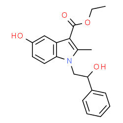 ChemSpider 2D Image | Ethyl 5-hydroxy-1-(2-hydroxy-2-phenylethyl)-2-methyl-1H-indole-3-carboxylate | C20H21NO4