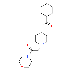 ChemSpider 2D Image | 4-[(Cyclohexylcarbonyl)amino]-1-[2-(4-morpholinyl)-2-oxoethyl]piperidinium | C18H32N3O3