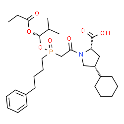 ChemSpider 2D Image | (4R)-4-Cyclohexyl-1-({[(1S)-2-methyl-1-(propionyloxy)propoxy](4-phenylbutyl)phosphoryl}acetyl)-L-proline | C30H46NO7P