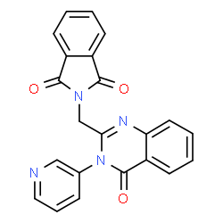 ChemSpider 2D Image | 2-{[4-Oxo-3-(3-pyridinyl)-3,4-dihydro-2-quinazolinyl]methyl}-1H-isoindole-1,3(2H)-dione | C22H14N4O3