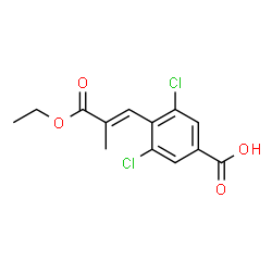 ChemSpider 2D Image | 3,5-Dichloro-4-[(1E)-3-ethoxy-2-methyl-3-oxo-1-propen-1-yl]benzoic acid | C13H12Cl2O4