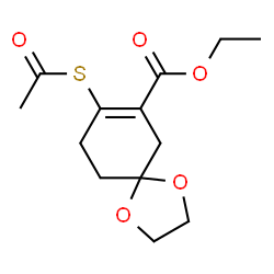 ChemSpider 2D Image | Ethyl 8-(acetylthio)-1,4-dioxaspiro[4.5]dec-7-ene-7-carboxylate | C13H18O5S